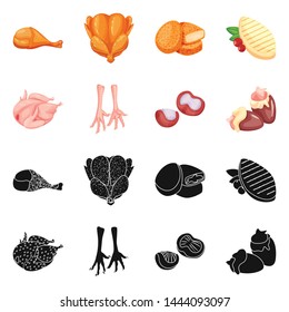 Vector design of product and poultry sign. Set of product and agriculture stock vector illustration.