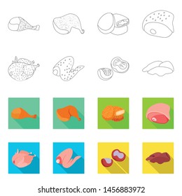 Vector design of product and poultry sign. Set of product and agriculture stock vector illustration.