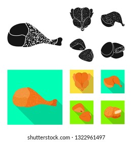Vector design of product and poultry symbol. Set of product and agriculture    vector icon for stock.