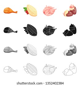 Vector design of product and poultry symbol. Collection of product and agriculture    vector icon for stock.