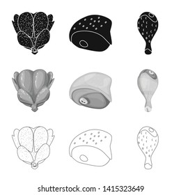 Vector design of product and poultry symbol. Collection of product and agriculture    stock vector illustration.