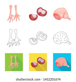 Vector design of product and poultry symbol. Collection of product and agriculture stock symbol for web.