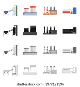 Vector design of production and structure logo. Set of production and technology stock symbol for web.