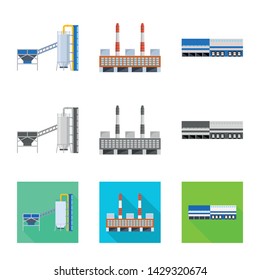 Vector design of production and structure logo. Set of production and technology stock symbol for web.