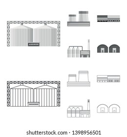 Vector design of production and structure sign. Collection of production and technology stock symbol for web.
