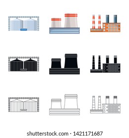 Vector design of production and structure sign. Set of production and technology stock symbol for web.