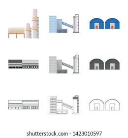 Vector design of production and structure sign. Set of production and technology stock symbol for web.
