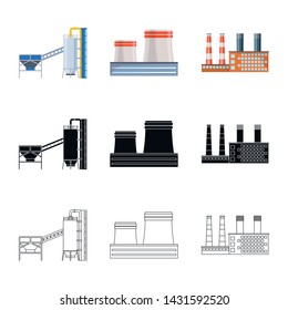 Vector design of production and structure sign. Collection of production and technology stock vector illustration.