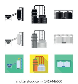 Vector design of production and structure symbol. Set of production and technology stock symbol for web.