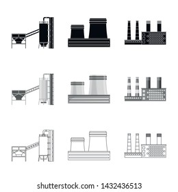 Vector design of production and structure symbol. Set of production and technology stock symbol for web.