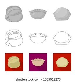 Vector design of products  and cooking icon. Set of products  and appetizer stock symbol for web.