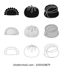 Vector design of products and cooking icon. Collection of products and appetizer stock vector illustration.