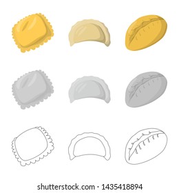 Vector design of products and cooking icon. Collection of products and appetizer vector icon for stock.