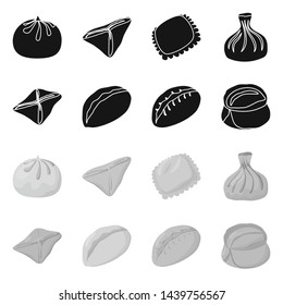 Vector design of products and cooking icon. Set of products and appetizer stock symbol for web.