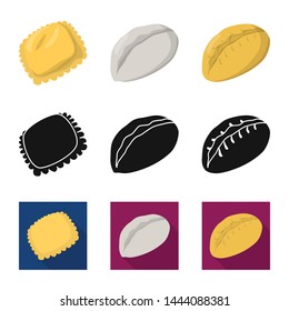 Vector design of products and cooking icon. Set of products and appetizer stock vector illustration.