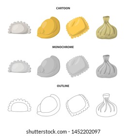 Vector design of products and cooking icon. Set of products and appetizer stock vector illustration.
