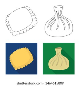 Vector design of products and cooking icon. Set of products and appetizer stock vector illustration.