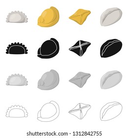 Vector design of products  and cooking logo. Collection of products  and appetizer stock vector illustration.