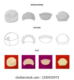 Vector design of products  and cooking logo. Set of products  and appetizer stock vector illustration.