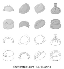 Vector design of products  and cooking logo. Collection of products  and appetizer stock vector illustration.
