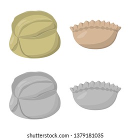 Vector design of products  and cooking logo. Collection of products  and appetizer stock vector illustration.