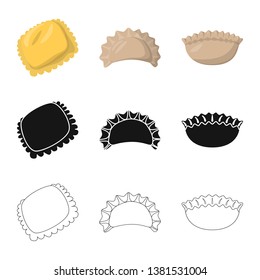 Vector design of products  and cooking logo. Set of products  and appetizer stock symbol for web.