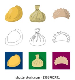 Vector design of products  and cooking logo. Collection of products  and appetizer stock symbol for web.