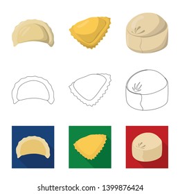 Vector design of products  and cooking logo. Set of products  and appetizer stock vector illustration.