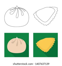 Vector design of products  and cooking logo. Collection of products  and appetizer stock vector illustration.