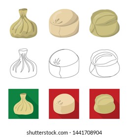 Vector design of products and cooking logo. Collection of products and appetizer stock symbol for web.