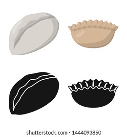 Vector design of products and cooking logo. Set of products and appetizer vector icon for stock.