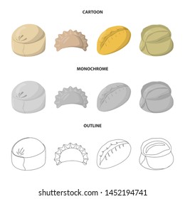 Vector design of products and cooking logo. Collection of products and appetizer stock vector illustration.