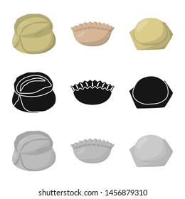 Vector design of products and cooking logo. Set of products and appetizer stock symbol for web.