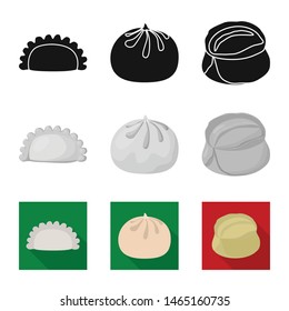 Vector design of products and cooking logo. Collection of products and appetizer stock vector illustration.