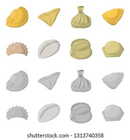 Vector design of products  and cooking sign. Set of products  and appetizer stock vector illustration.