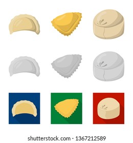 Vector design of products  and cooking sign. Set of products  and appetizer stock symbol for web.