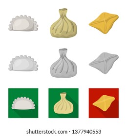 Vector design of products  and cooking sign. Set of products  and appetizer stock symbol for web.