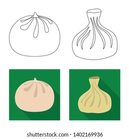 Vector design of products  and cooking sign. Collection of products  and appetizer stock symbol for web.