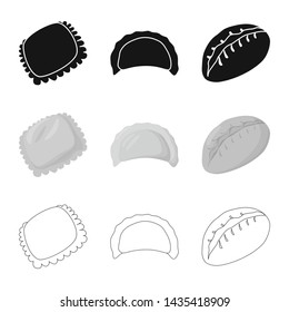 Vector design of products and cooking sign. Set of products and appetizer vector icon for stock.