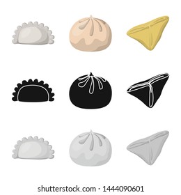 Vector design of products and cooking sign. Set of products and appetizer stock symbol for web.