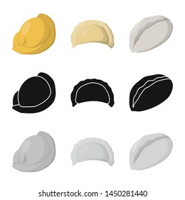 Vector design of products and cooking sign. Set of products and appetizer stock symbol for web.