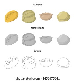 Vector design of products and cooking sign. Set of products and appetizer vector icon for stock.