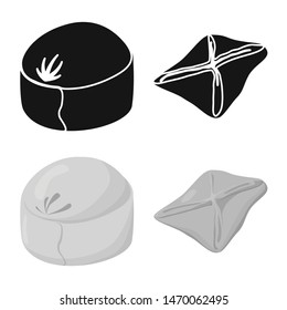 Vector design of products and cooking sign. Set of products and appetizer stock symbol for web.