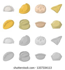 Vector design of products  and cooking symbol. Set of products  and appetizer vector icon for stock.