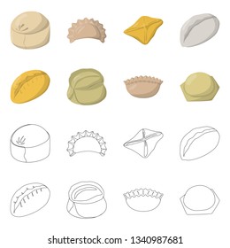 Vector design of products  and cooking symbol. Set of products  and appetizer stock vector illustration.