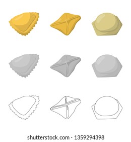 Vector design of products  and cooking symbol. Set of products  and appetizer stock symbol for web.