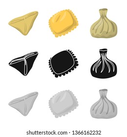 Vector design of products  and cooking symbol. Collection of products  and appetizer stock vector illustration.