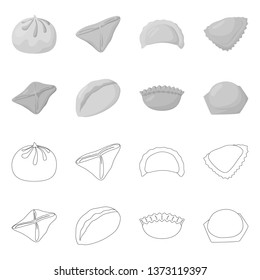 Vector design of products  and cooking symbol. Collection of products  and appetizer stock vector illustration.