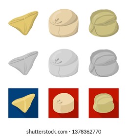 Vector design of products  and cooking symbol. Collection of products  and appetizer stock vector illustration.