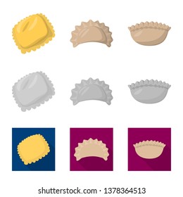 Vector design of products  and cooking symbol. Set of products  and appetizer stock symbol for web.